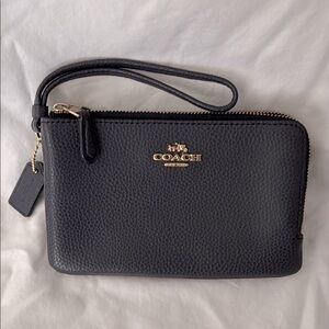 Coach New York Dark Grey Pebbled Leather Wristlet